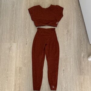 Bombshell Sportswear Rust Red Seamless Leggings & Crop Top Set - Medium